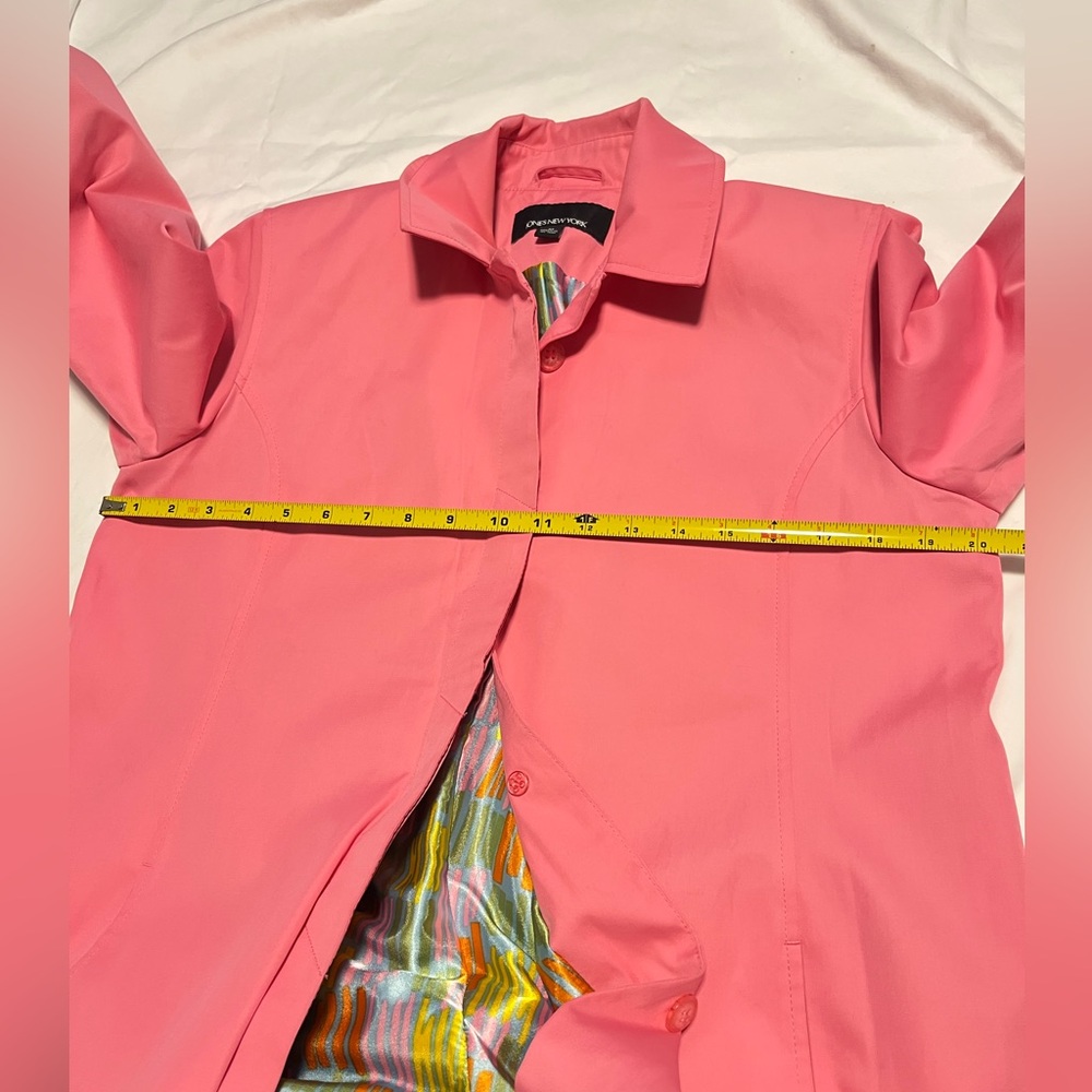 Jones New York Women’s Vibrant Pink Trench Rain Coat Single Breast  Size M - Picture 12 of 15